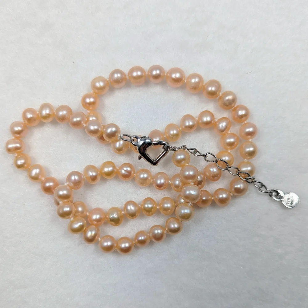 REAL 6-7mm Peach Pearl Necklace - Picture 7 of 10